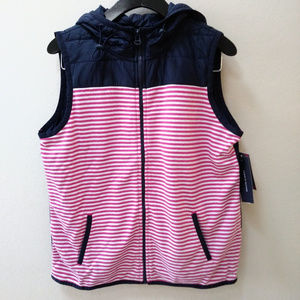 Tommy Hilfiger Womens Hooded Striped Packable Vest